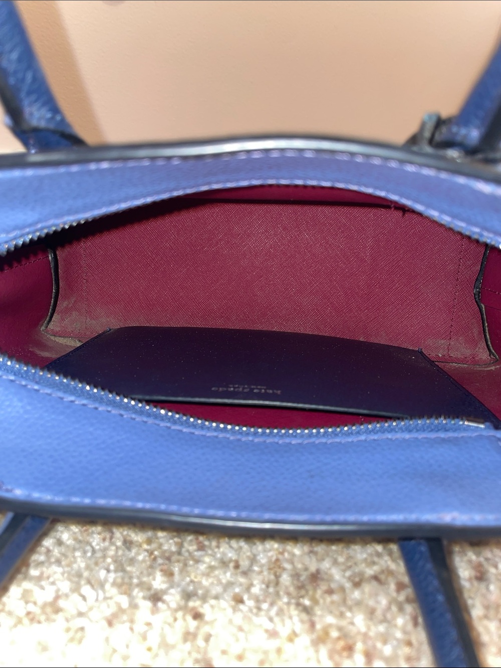 kate spade Two-Tone Navy and Slate Blue Leather Tote - Picture 3 of 3
